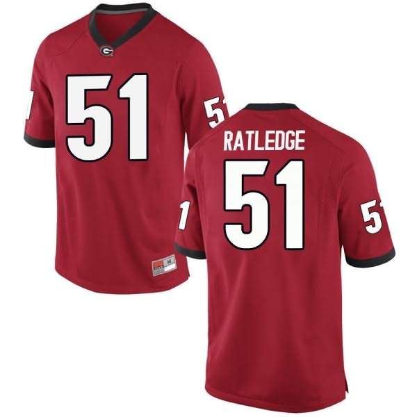 Men's Georgia Bulldogs #51 Tate Ratledge Red Replica College NCAA Football Jersey NNR16M2E