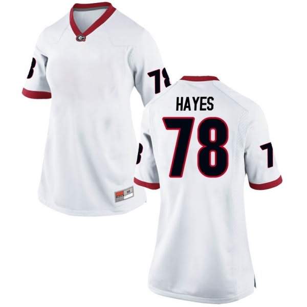 Women's Georgia Bulldogs #78 D'Marcus Hayes White Replica College NCAA Football Jersey GOA76M3S