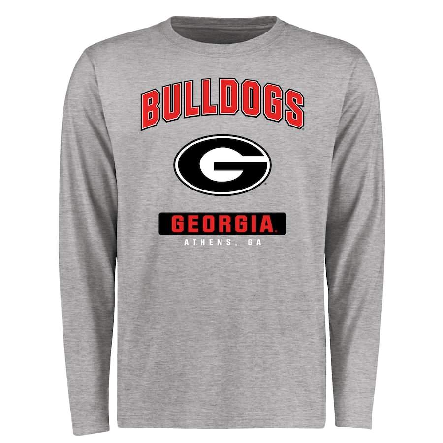 Men's Georgia Bulldogs Campus Ash Long Sleeve Icon College NCAA Football T-Shirt JZT03M3E