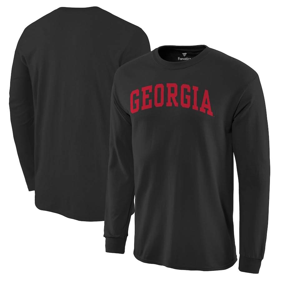 Men's Georgia Bulldogs Basic Arch Black Long Sleeve College NCAA Football T-Shirt LJF57M3S