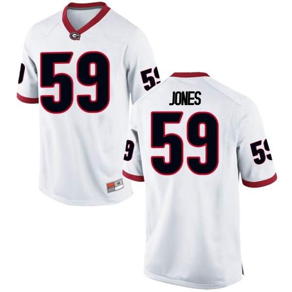 Men's Georgia Bulldogs #59 Broderick Jones White Replica College NCAA Football Jersey XUI81M5X