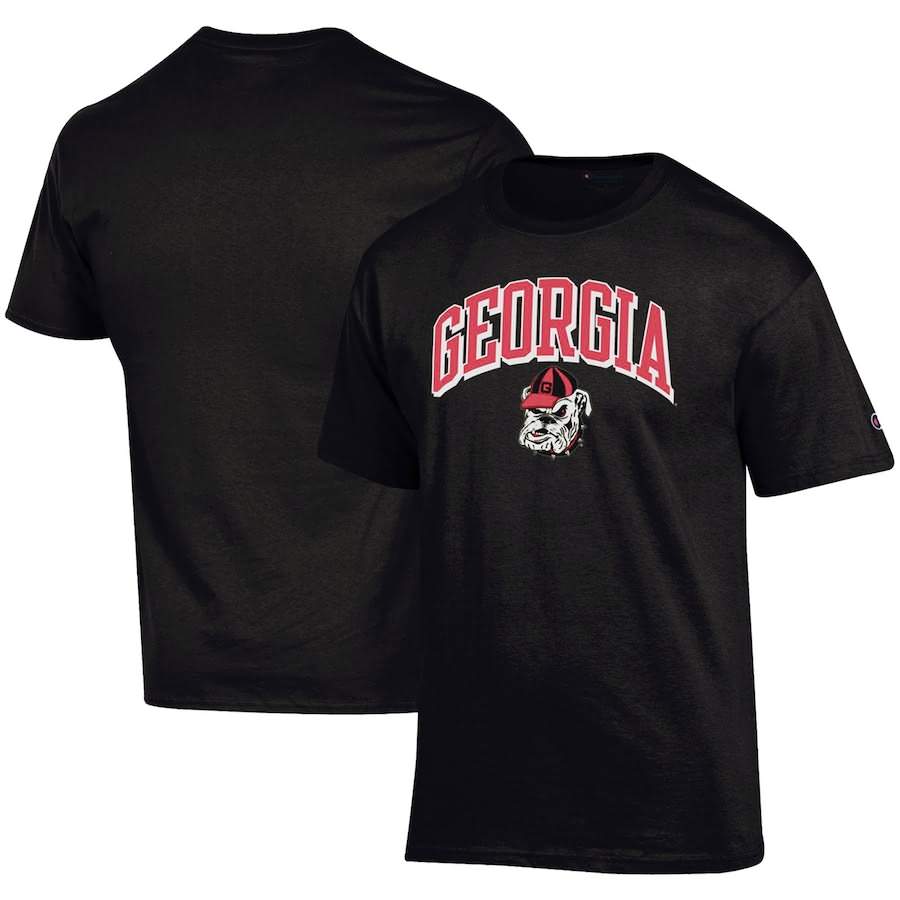 Men's Georgia Bulldogs Black Champion Logo Arch Over College NCAA Football T-Shirt SIQ12M7B