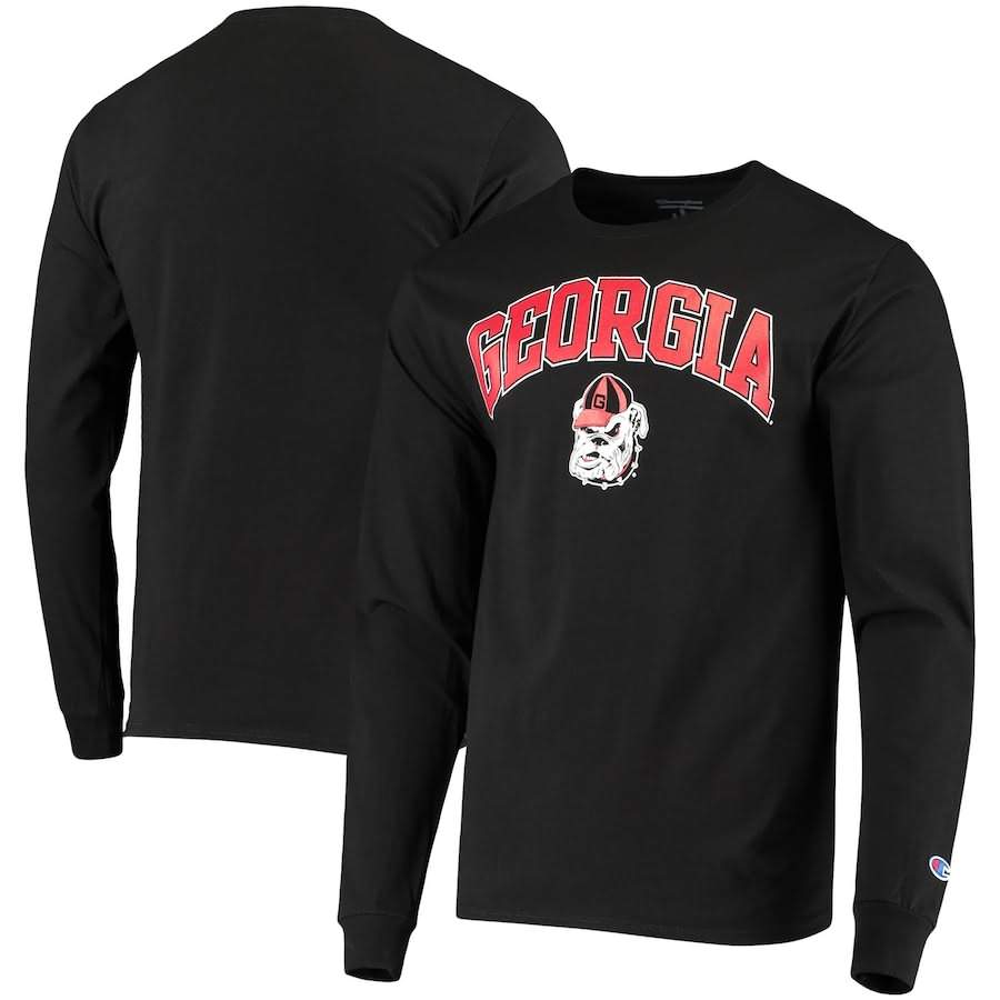 Men's Georgia Bulldogs Black Champion Long Sleeve Campus Classic College NCAA Football T-Shirt HCN08M7E