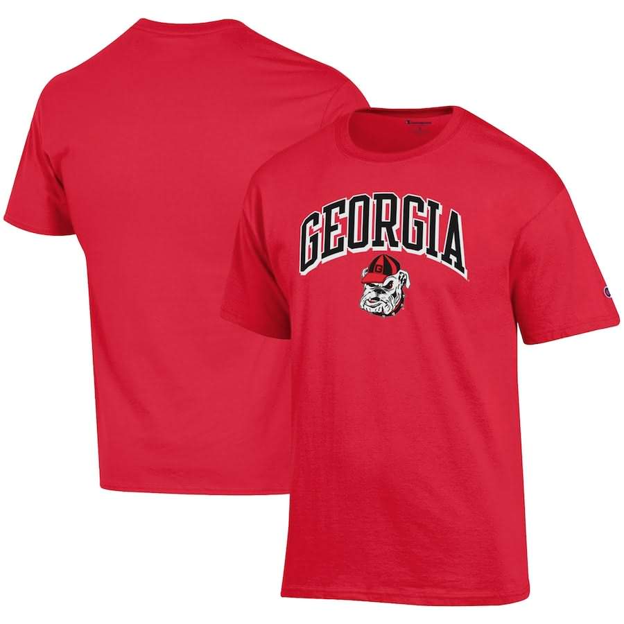 Men's Georgia Bulldogs Red Champion Logo Arch Over College NCAA Football T-Shirt YFB28M6J