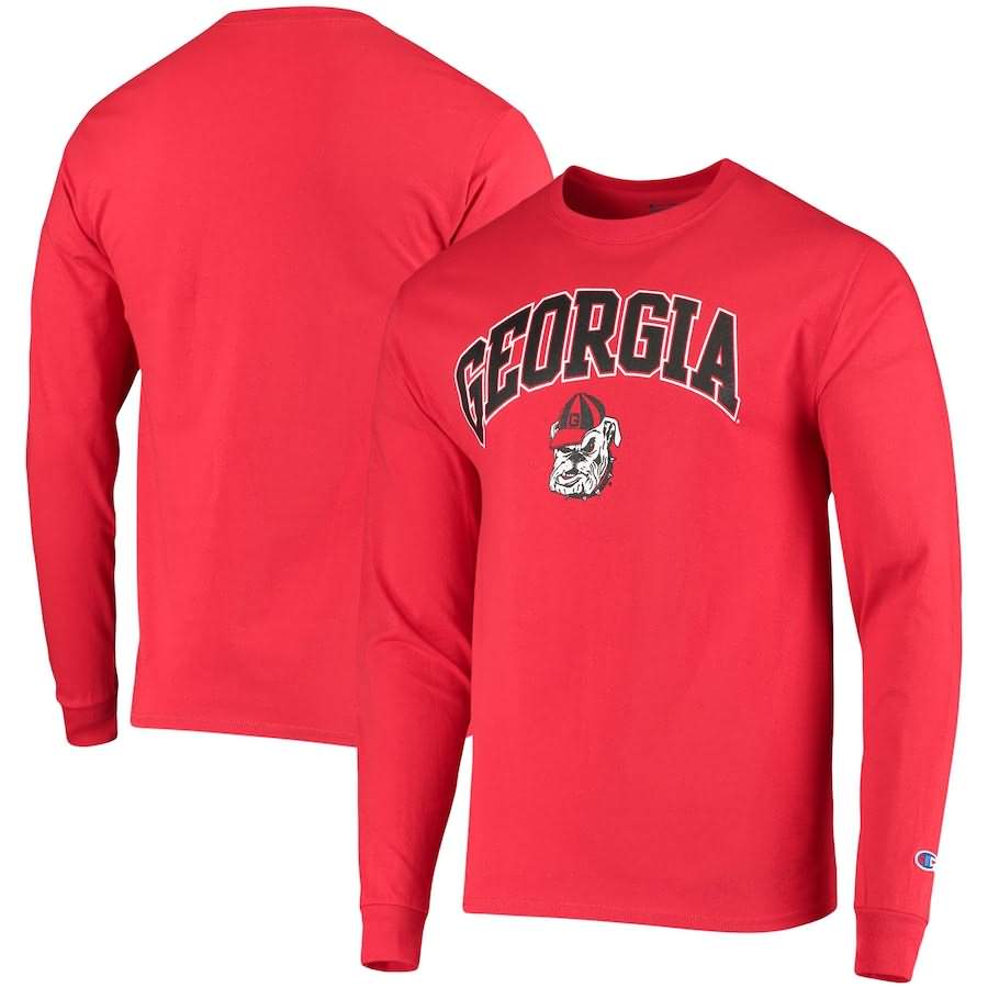 Men's Georgia Bulldogs Red Champion Long Sleeve Campus Classic College NCAA Football T-Shirt IVO42M4U