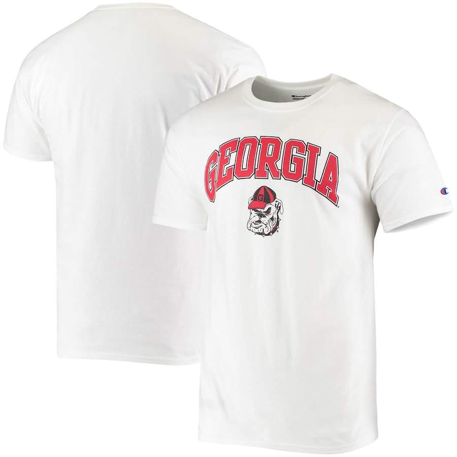 Men's Georgia Bulldogs White Champion Classic Campus College NCAA Football T-Shirt SNV66M4M