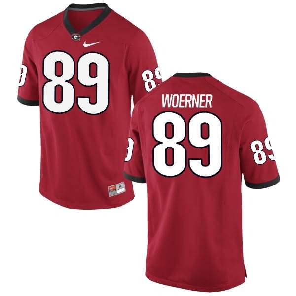 Men's Georgia Bulldogs #89 Charlie Woerner Red Authentic College NCAA Football Jersey TWR75M6P
