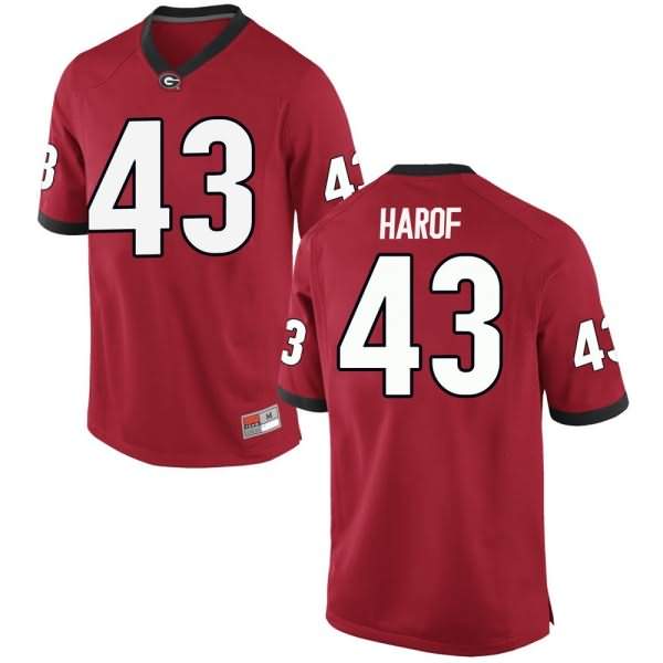Men's Georgia Bulldogs #43 Chase Harof Red Replica College NCAA Football Jersey VAA55M1X