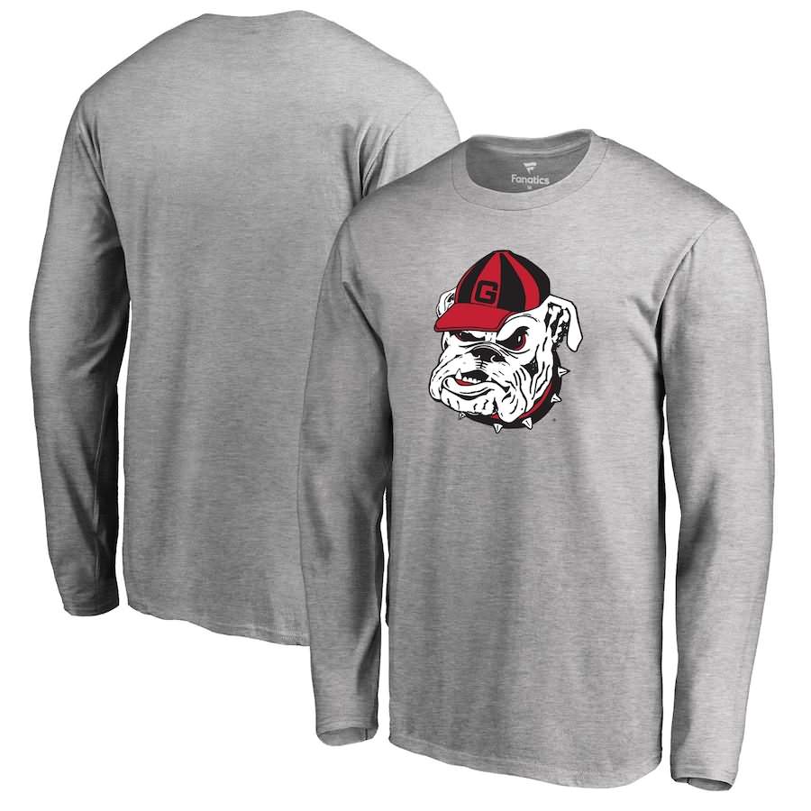 Men's Georgia Bulldogs Gray Heather Long Sleeve Primary Logo College NCAA Football T-Shirt TNR71M2H