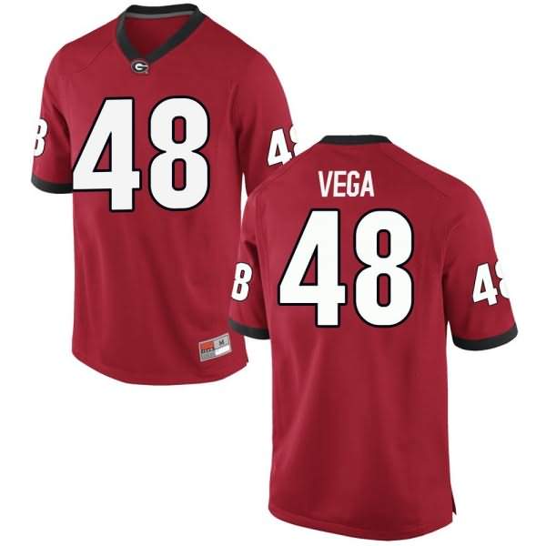 Men's Georgia Bulldogs #48 JC Vega Red Replica College NCAA Football Jersey XYH13M5W