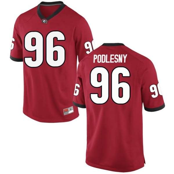 Men's Georgia Bulldogs #96 Jack Podlesny Red Game College NCAA Football Jersey QIA64M3A
