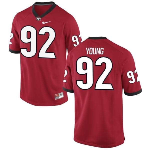Men's Georgia Bulldogs #92 Justin Young Red Authentic College NCAA Football Jersey OAO86M4C