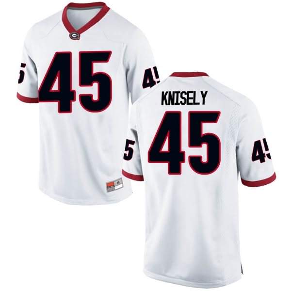Men's Georgia Bulldogs #45 Kurt Knisely White Game College NCAA Football Jersey XEE13M3W