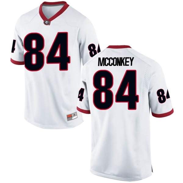 Men's Georgia Bulldogs #84 Ladd McConkey White Replica College NCAA Football Jersey FQA68M3P