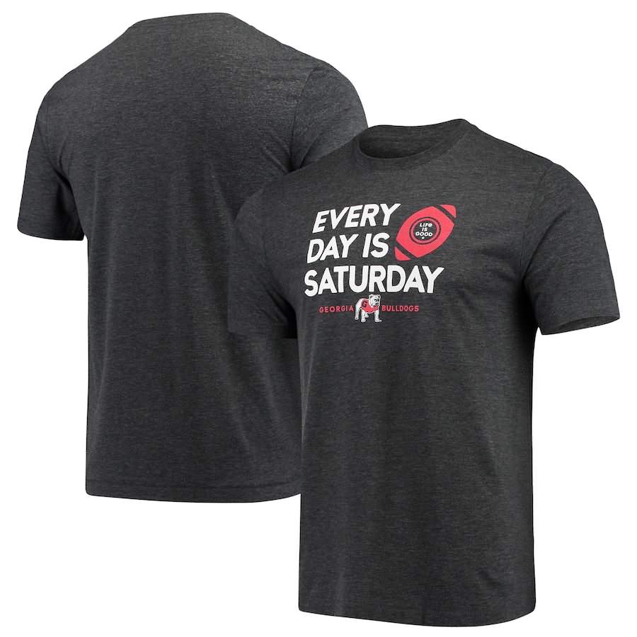 Men's Georgia Bulldogs Black Life is Good Every Day is Saturday Cool College NCAA Football T-Shirt DJY38M4C