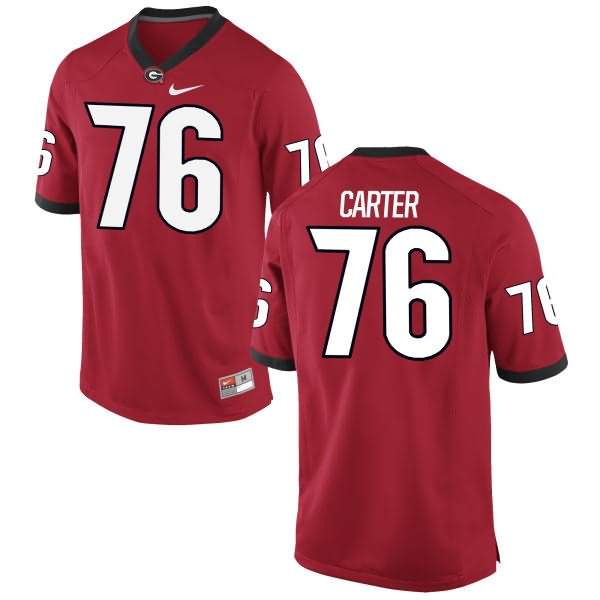 Men's Georgia Bulldogs #76 Michail Carter Red Authentic College NCAA Football Jersey ROL01M2O