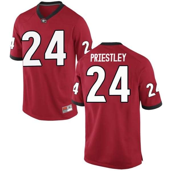 Men's Georgia Bulldogs #24 Nathan Priestley Red Game College NCAA Football Jersey ENS66M5T