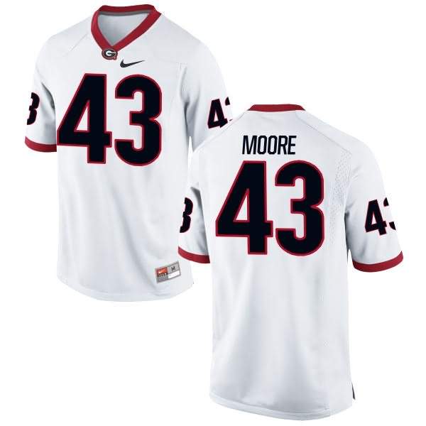 Men's Georgia Bulldogs #43 Nick Moore White Authentic College NCAA Football Jersey SAH21M1E