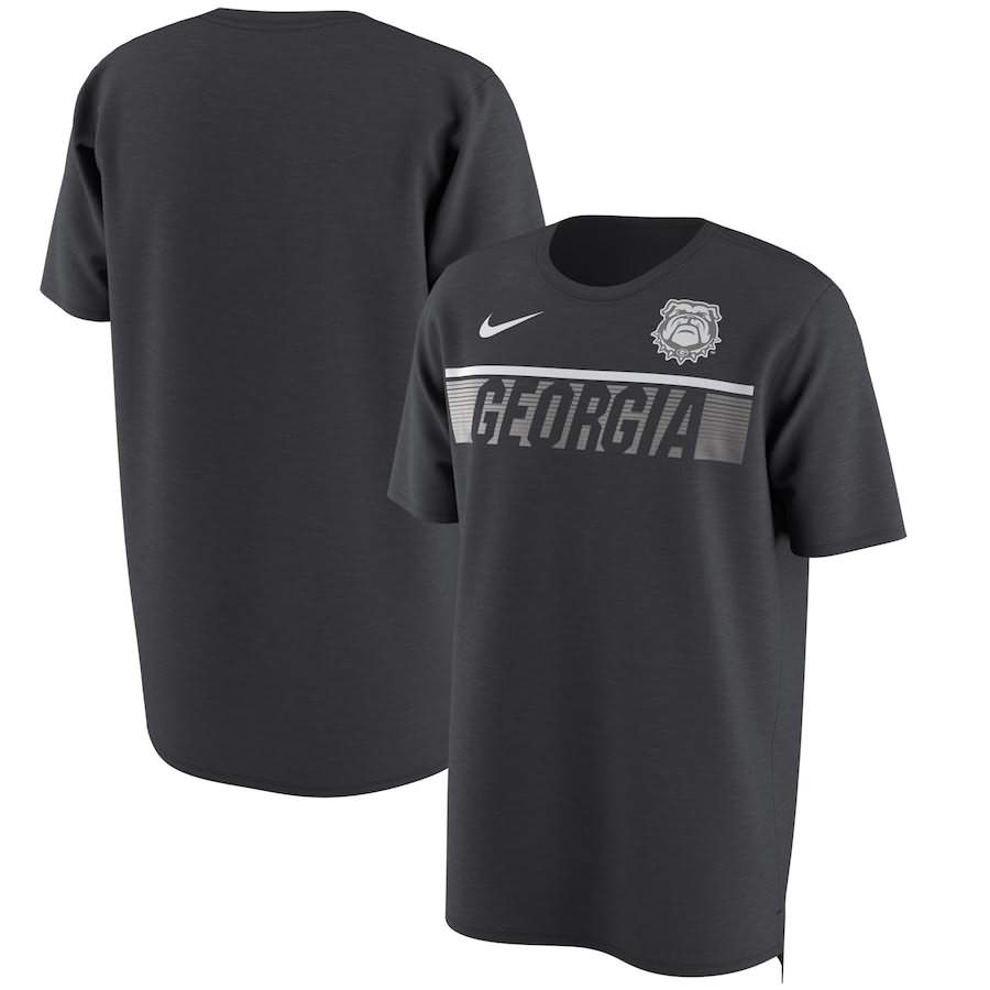 Men's Georgia Bulldogs Momentum Pack Performance Drop Tail Anthracite College NCAA Football T-Shirt YVB85M6L