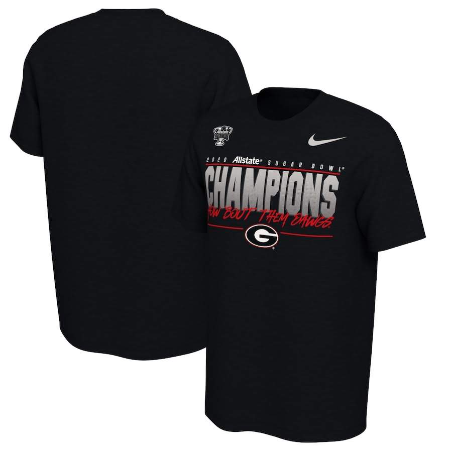 Men's Georgia Bulldogs 2020 Sugar Bowl Black s Locker Room Champion College NCAA Football T-Shirt UZQ30M6F