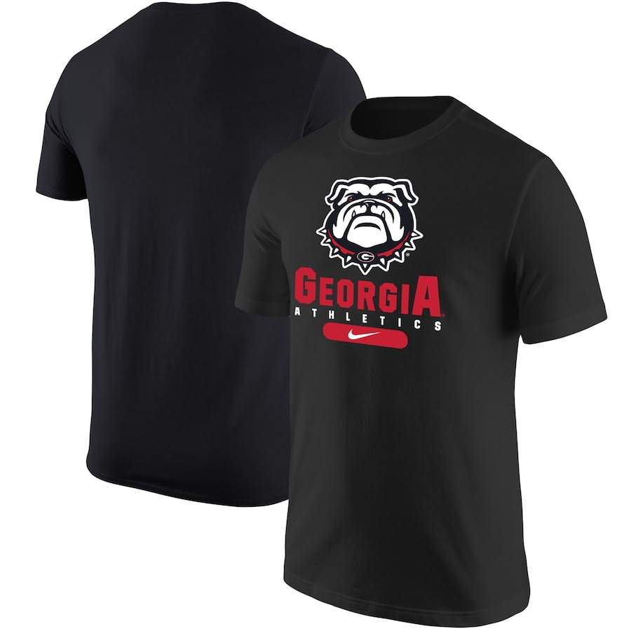 Men's Georgia Bulldogs Athletics Stack Black College NCAA Football T-Shirt DUL70M6J