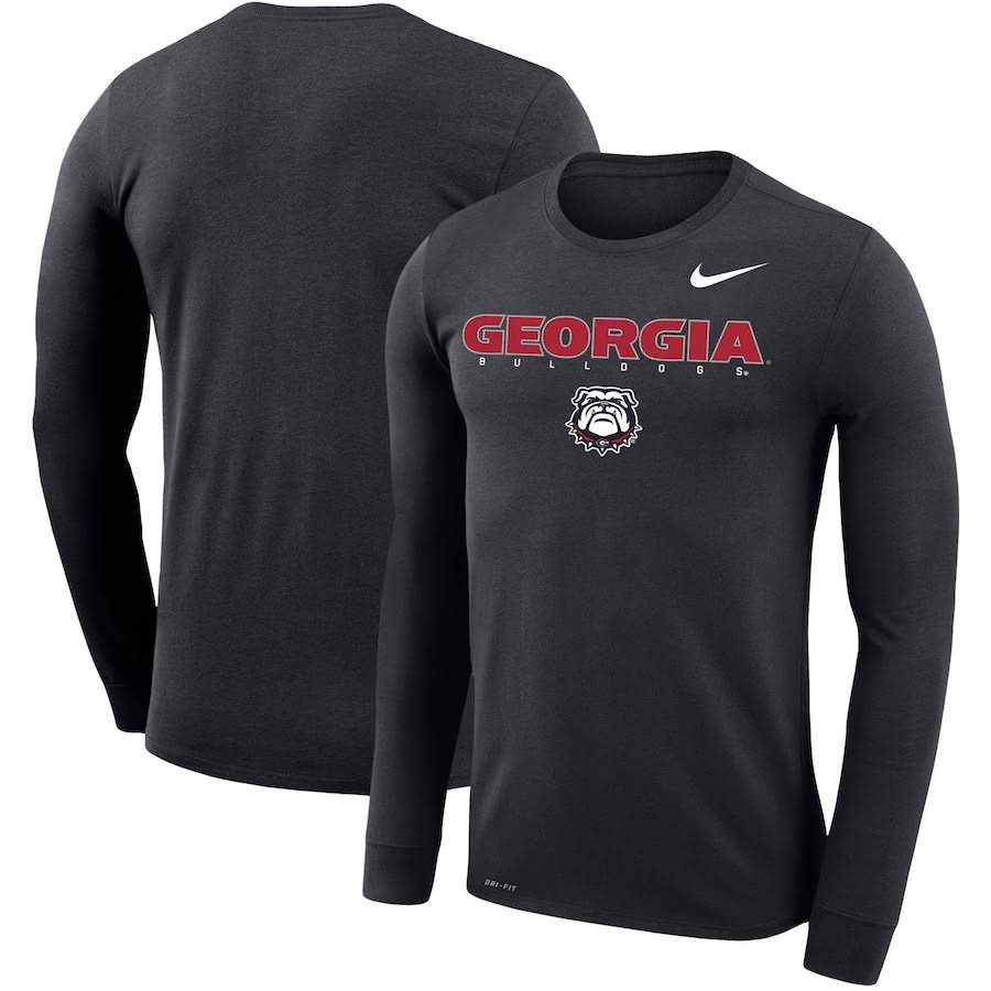 Men's Georgia Bulldogs Facility Legend Performance Black Long Sleeve College NCAA Football T-Shirt WUH73M1O
