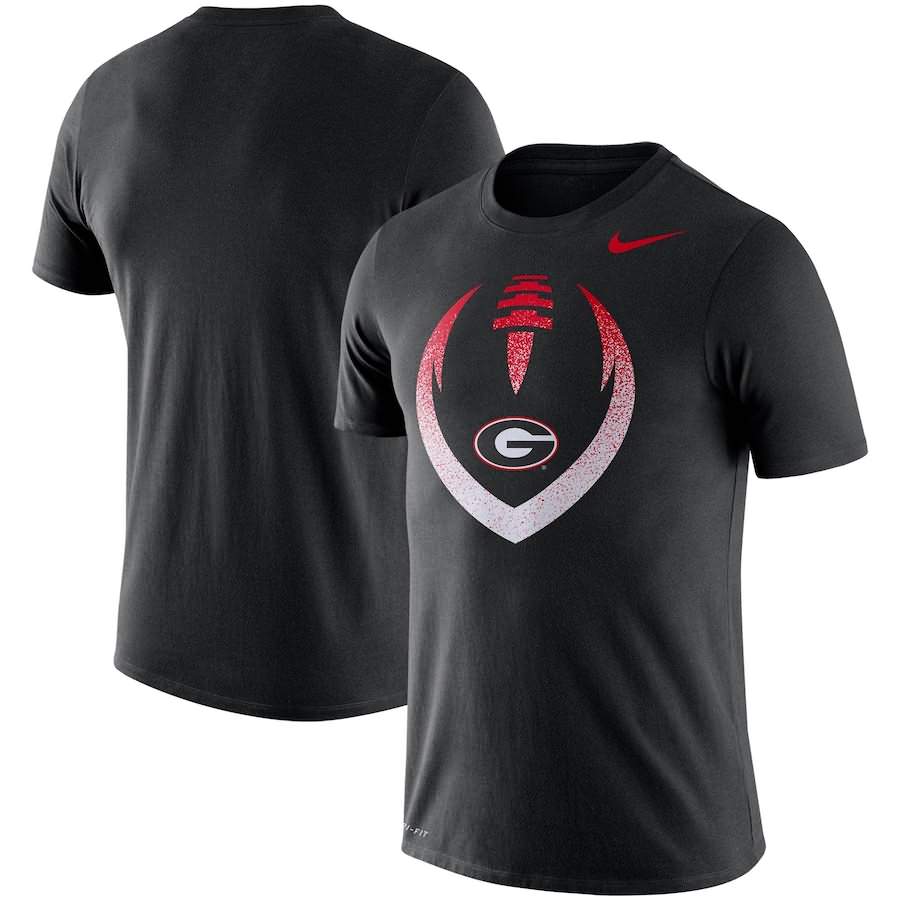 Men's Georgia Bulldogs Football Black Performance Icon College NCAA Football T-Shirt ZZA04M5D