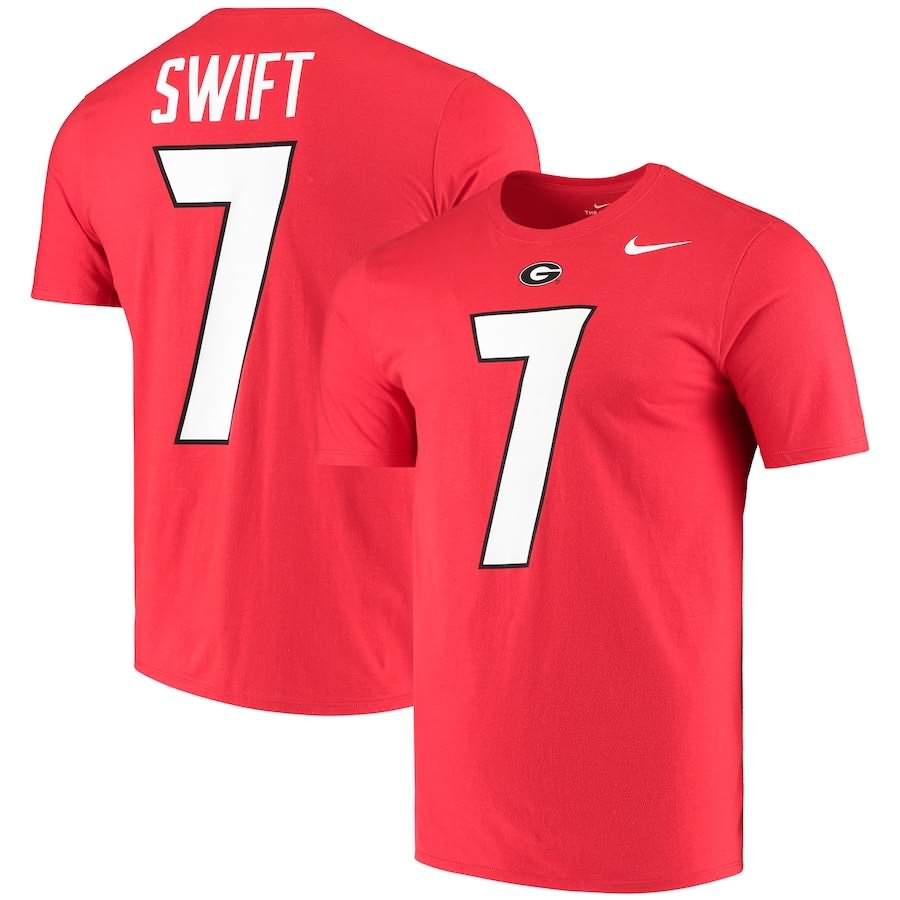 Men's Georgia Bulldogs Red D'Andre Swift Name & Number Alumni College NCAA Football T-Shirt CTC55M2G