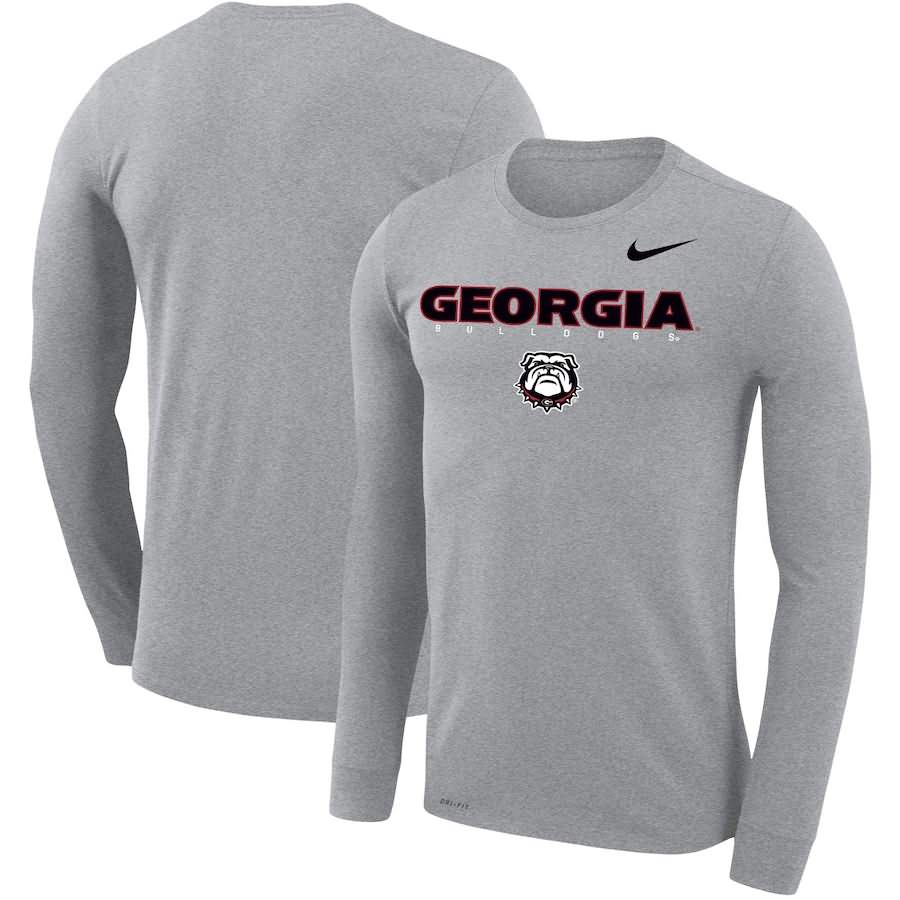Men's Georgia Bulldogs Facility Legend Performance Gray Long Sleeve College NCAA Football T-Shirt WRM76M7M