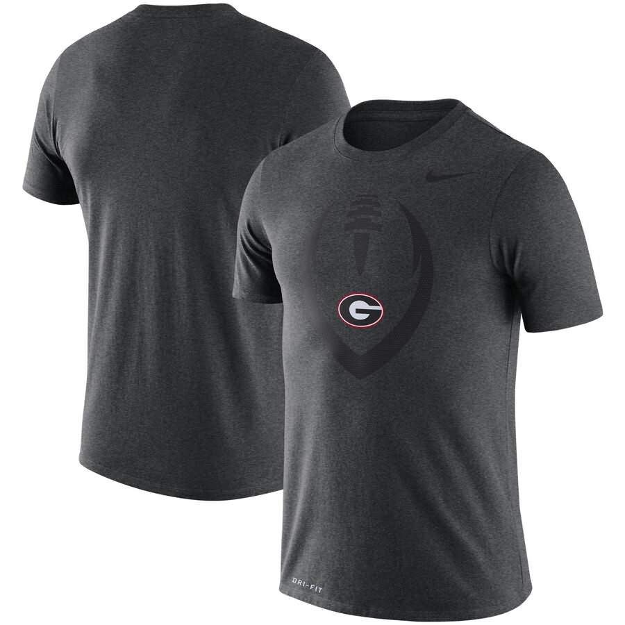 Men's Georgia Bulldogs Performance Football Heathered Charcoal Legend Icon College NCAA Football T-Shirt VCY21M4M