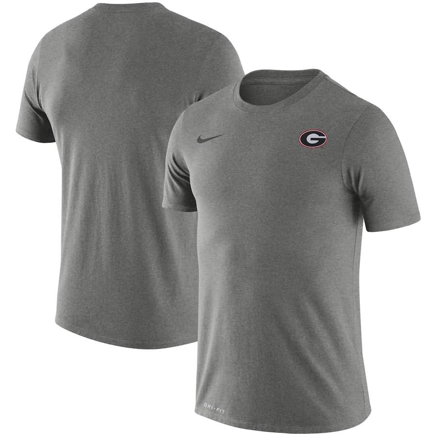 Men's Georgia Bulldogs Team Heathered Charcoal Legend Performance Logo College NCAA Football T-Shirt LOO60M5G