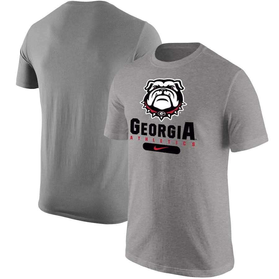 Men's Georgia Bulldogs Gray Heathered Athletics Stack College NCAA Football T-Shirt RCD81M0P