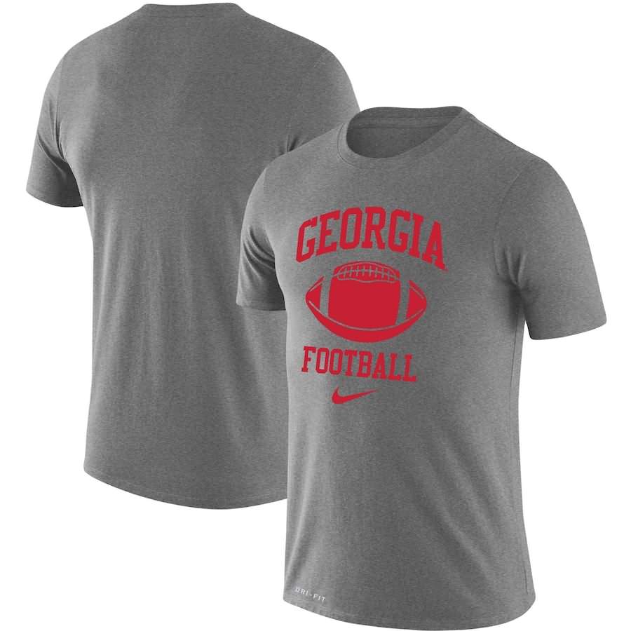 Men's Georgia Bulldogs Gray Heathered Retro Football Lockup Legend Performance College NCAA Football T-Shirt NLW75M2M