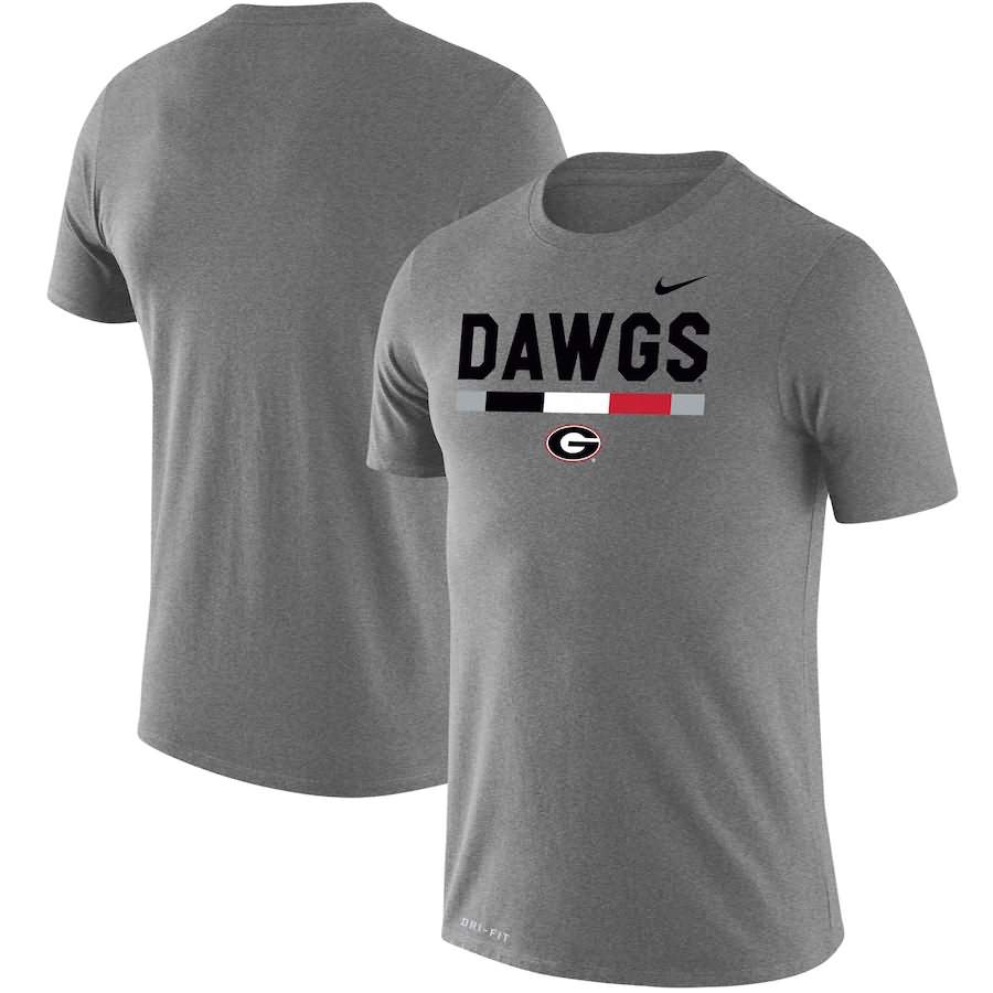 Men's Georgia Bulldogs Gray Heathered Team DNA Legend Performance College NCAA Football T-Shirt JVU00M6S