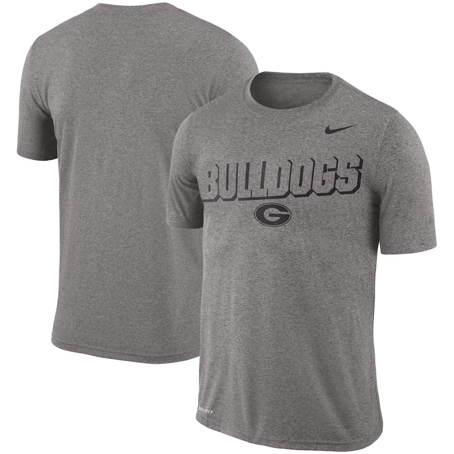 Men's Georgia Bulldogs Gray Heathered Wordmark Legend Lift Performance College NCAA Football T-Shirt IKF26M4B