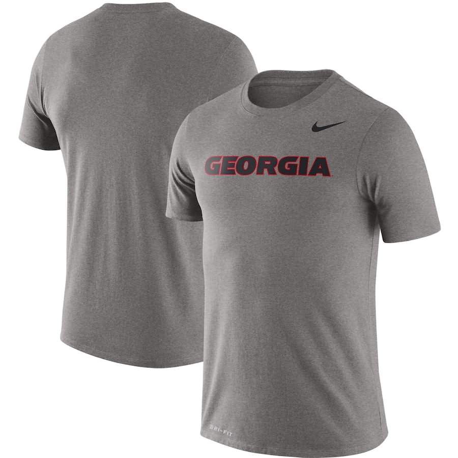 Men's Georgia Bulldogs Gray Heathered Wordmark Legend Performance College NCAA Football T-Shirt NFT33M0K
