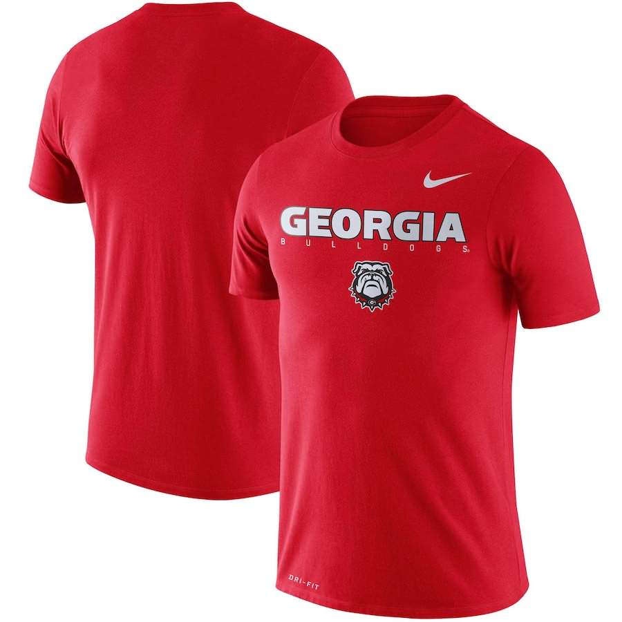 Men's Georgia Bulldogs 2018 Facility Dri-FIT Cotton Red College NCAA Football T-Shirt LIT44M3V