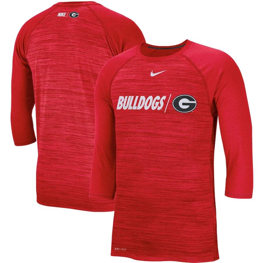 Men's Georgia Bulldogs Baseball Performance Legend Raglan 3/4-Sleeve Red College NCAA Football T-Shirt VVU41M0H