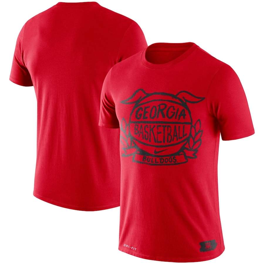 Men's Georgia Bulldogs Basketball Crest Performance Red College NCAA Football T-Shirt OQJ11M4R