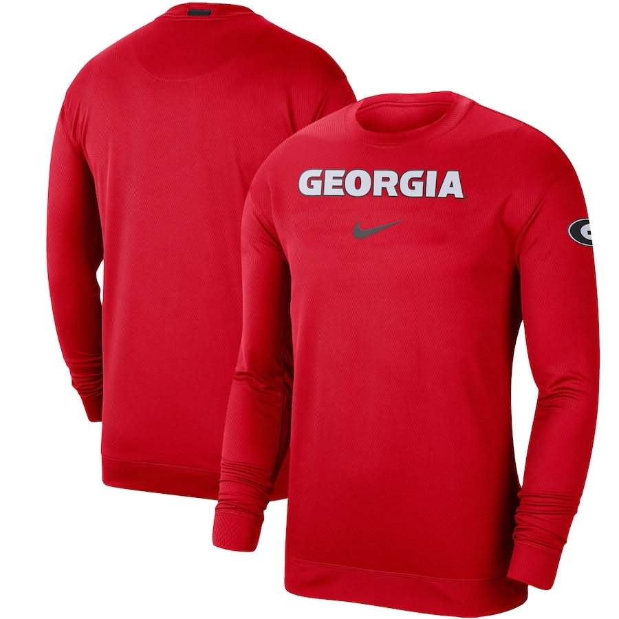 Men's Georgia Bulldogs Basketball Spotlight Red Performance Long Sleeve College NCAA Football T-Shirt CYH58M5E