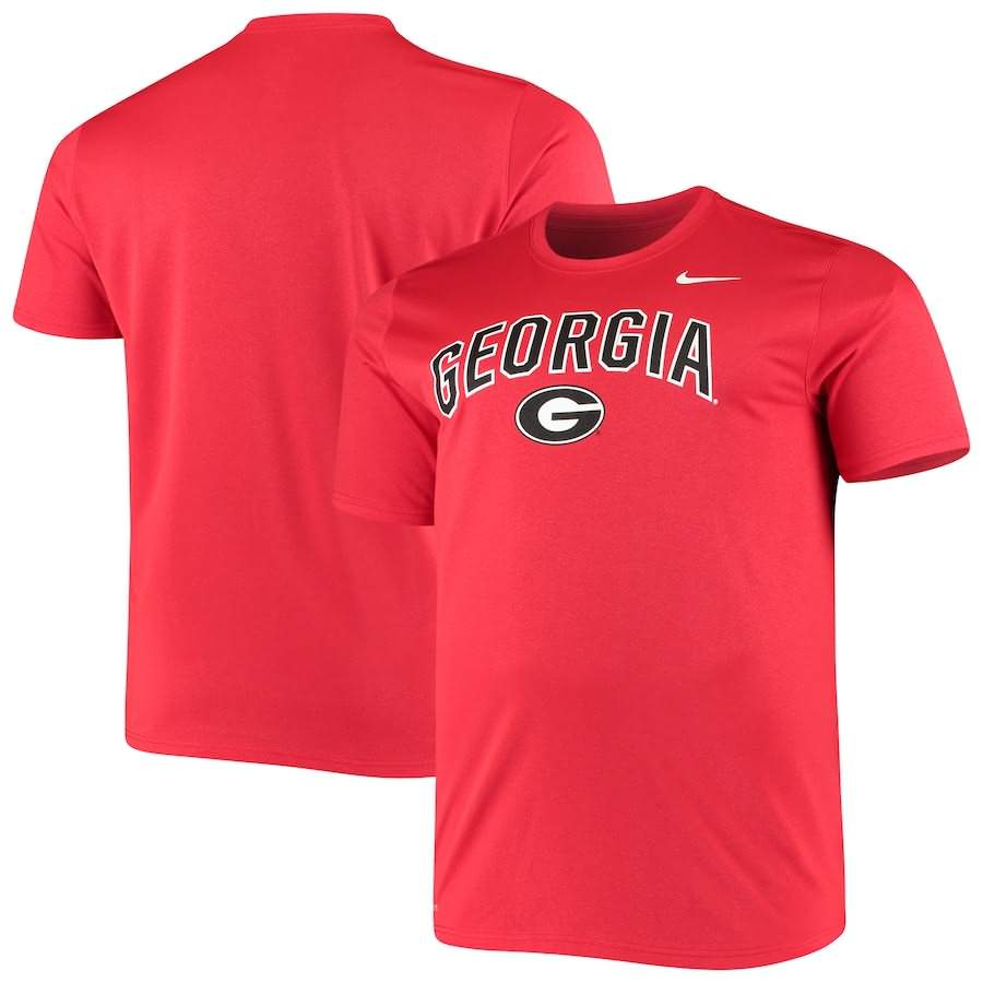 Men's Georgia Bulldogs Big & Tall Legend Arch Over Red Performance Logo College NCAA Football T-Shirt ZXC77M8F