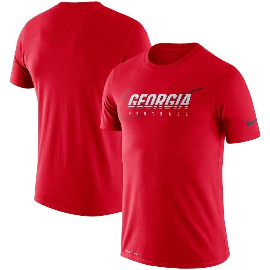 Men's Georgia Bulldogs Facility Performance Red College NCAA Football T-Shirt DNE41M6W