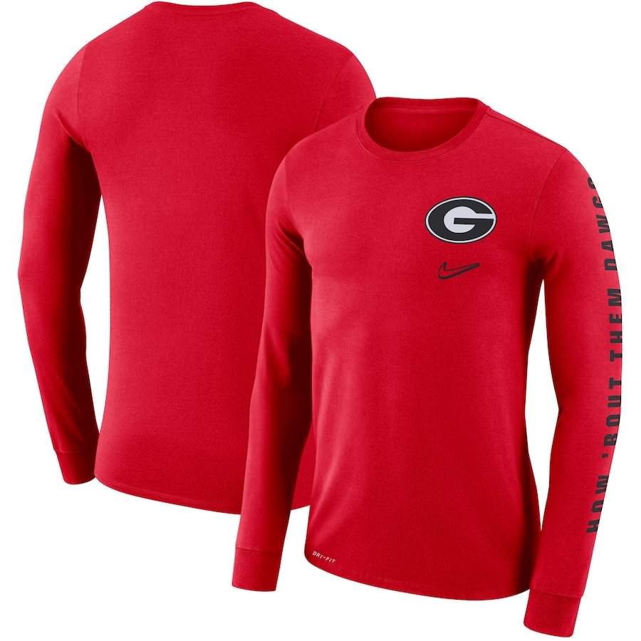 Men's Georgia Bulldogs Local Mantra Performance Red Long Sleeve College NCAA Football T-Shirt TXO73M5J