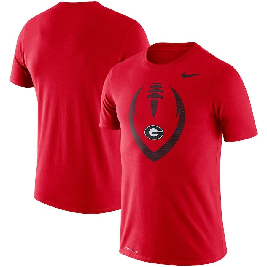 Men's Georgia Bulldogs Performance Football Red Legend Icon College NCAA Football T-Shirt PCH01M1F