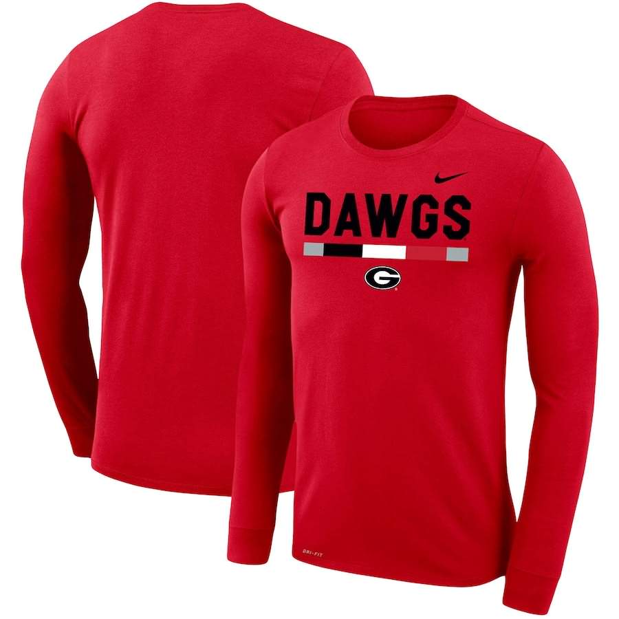 Men's Georgia Bulldogs Team DNA Legend Performance Red Long Sleeve College NCAA Football T-Shirt EVF10M2K