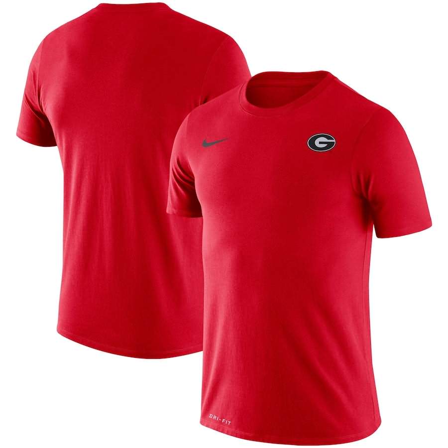 Men's Georgia Bulldogs Team Red Legend Performance Logo College NCAA Football T-Shirt UGC71M8G