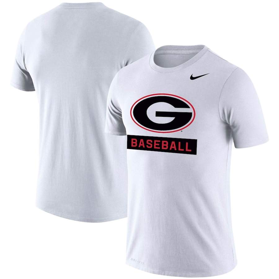 Men's Georgia Bulldogs Baseball White Stack Legend Performance Logo College NCAA Football T-Shirt DMG56M4D