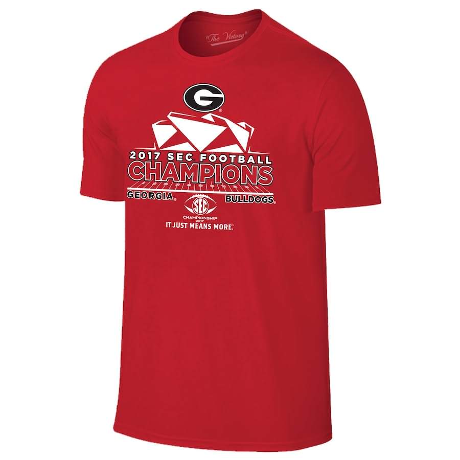 Men's Georgia Bulldogs 2017 SEC Football Conference Red s Locker Room Champion College NCAA Football T-Shirt LDG78M8T