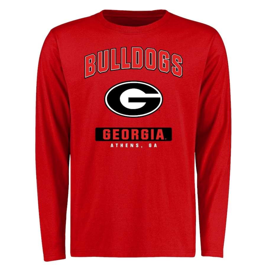 Men's Georgia Bulldogs Campus Red Long Sleeve Icon College NCAA Football T-Shirt RMX75M3O