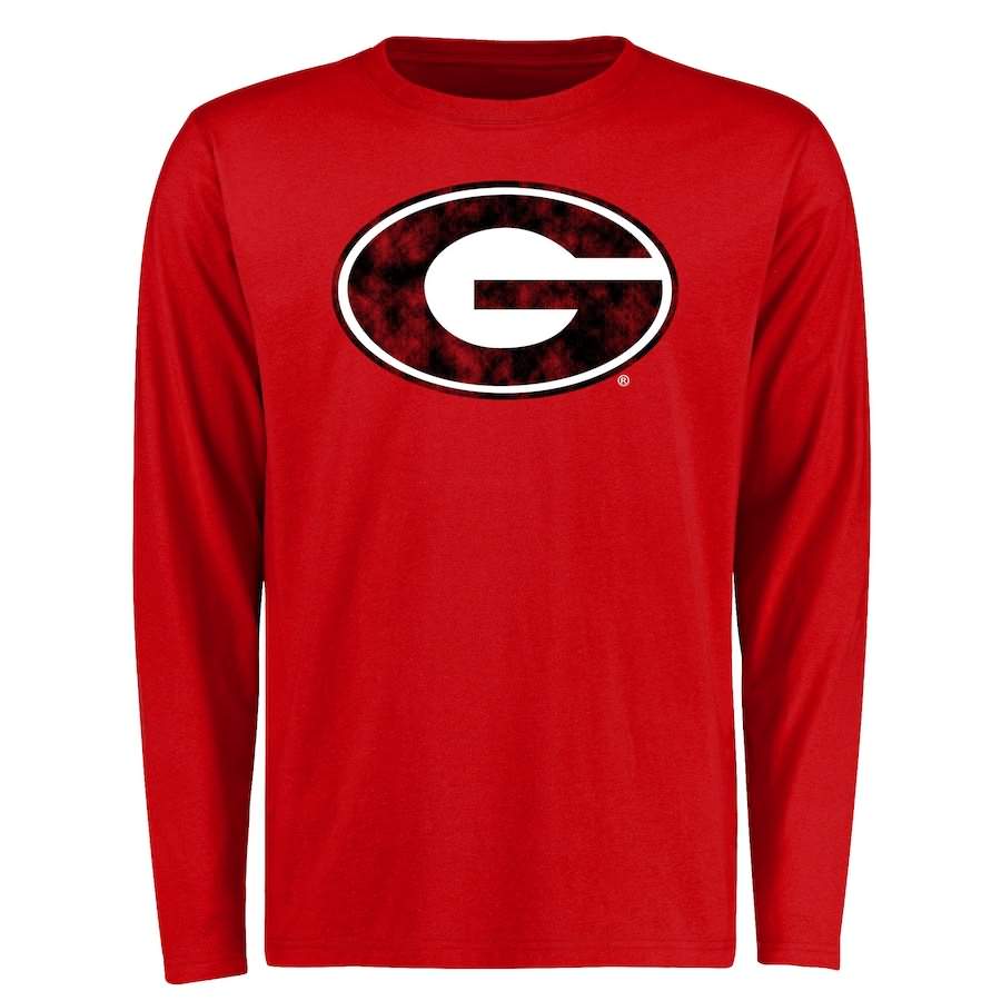Men's Georgia Bulldogs Classic Red Long Sleeve Primary College NCAA Football T-Shirt JQC77M1R
